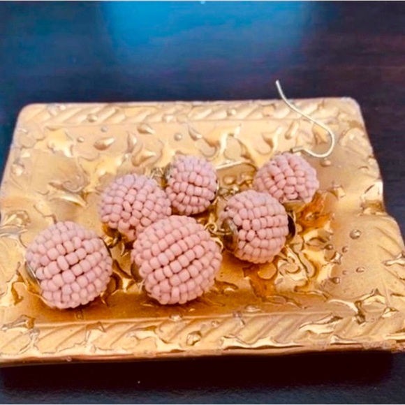 Peche Micro Beaded Drop Earrings with Gold Tone Hardware - Picture 5 of 5